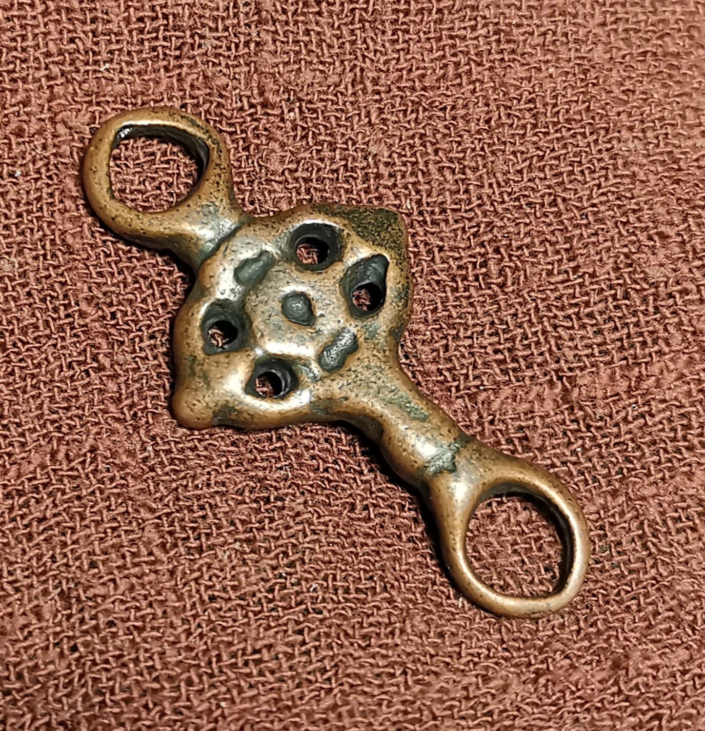 藏传文玩紫铜双环扣挂环挂扣特殊图腾百搭饰品配饰挂件老气质感环