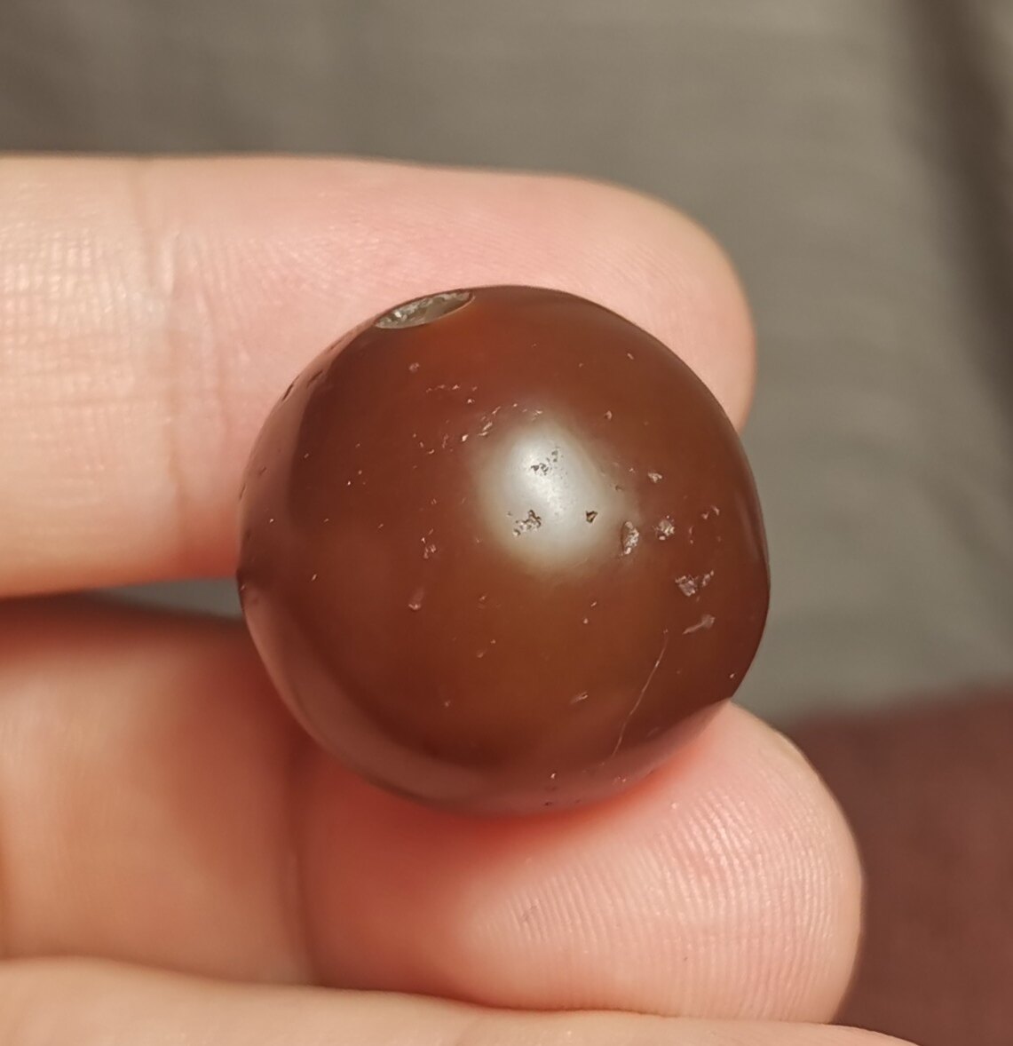 西藏文玩20mm老款式糖球珠老磨损佛珠一物一图随身锁骨链吊坠顶珠