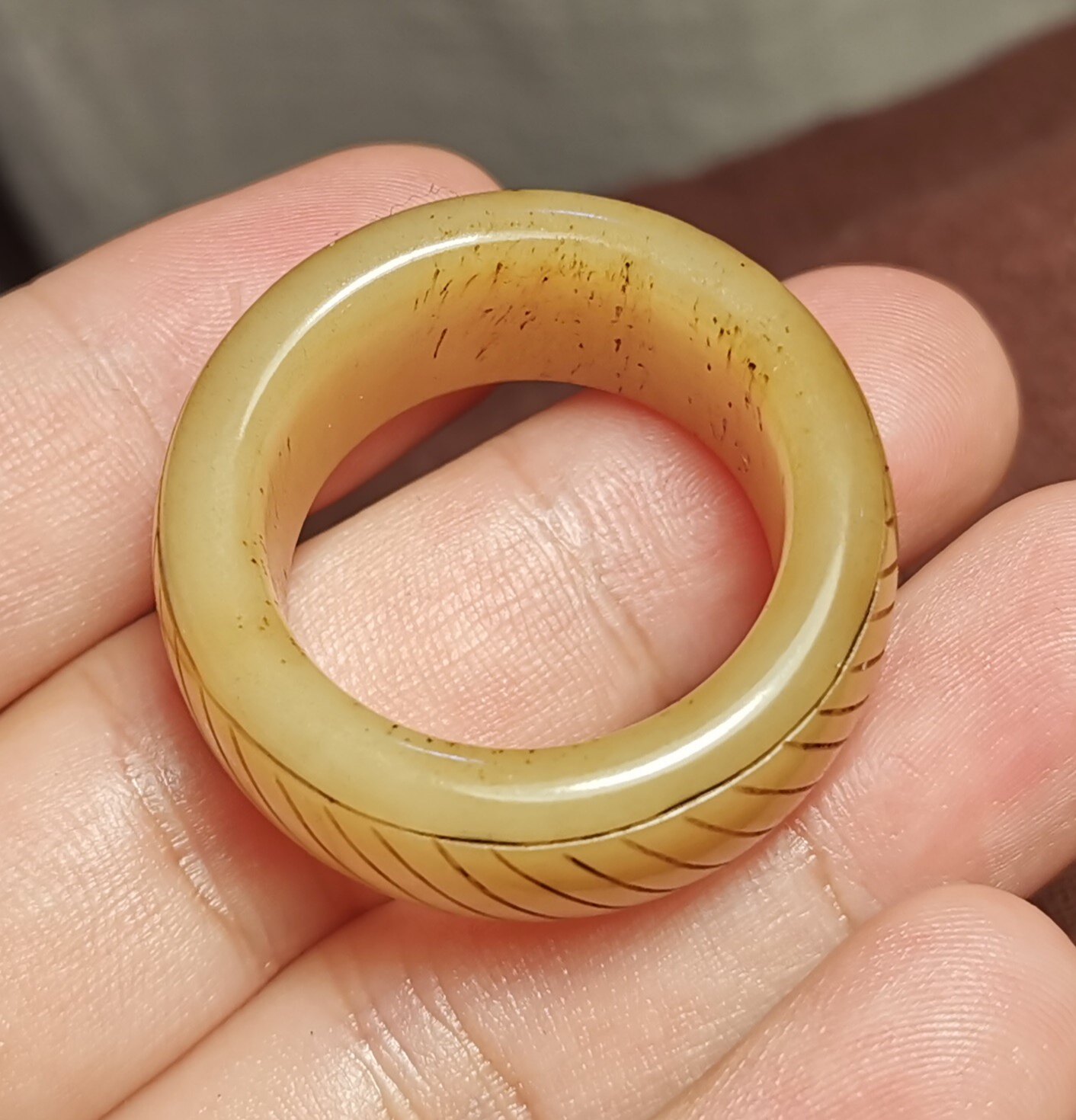 西藏文玩34mm牦牛骨玉化灵骨超大老骨圈跑环跑圈一物一图饰品配饰