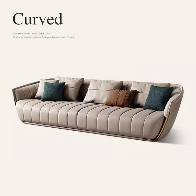 诚骏轻奢真皮沙发高端别墅设计师原创现代简约钢琴键头层牛皮沙发