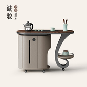 诚骏胡桃木阳台泡茶茶台轻奢现代设计师高级感可移动旋转茶水茶桌