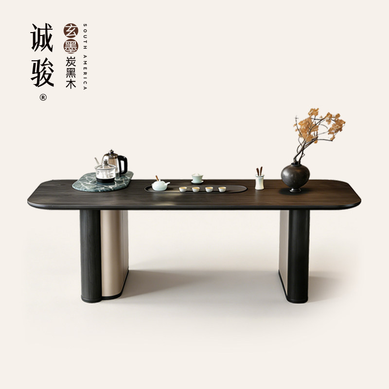 别墅豪宅新中式复古实木茶桌高端图片