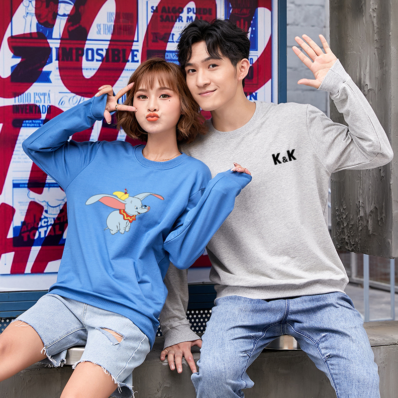 2020秋冬新款男女情侣圆领卫衣学生短款连帽上衣韩版潮流时尚印花