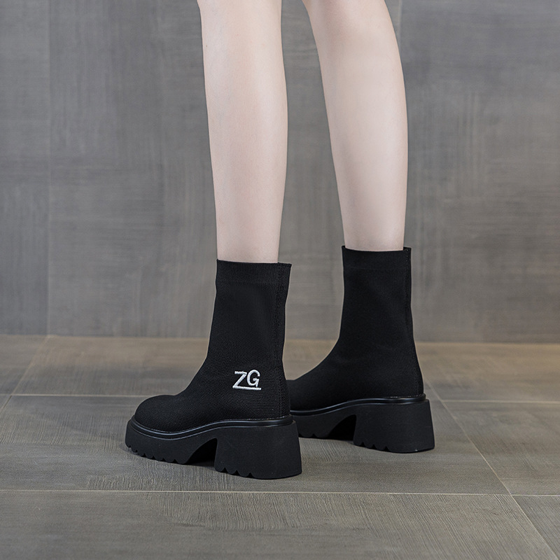小个子增高7cm显瘦透气针织袜靴