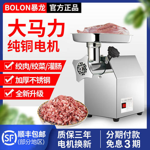 暴龙电动饺馅绞肉机不锈钢多功能打肉机家用12型绞肉机商用灌肠机