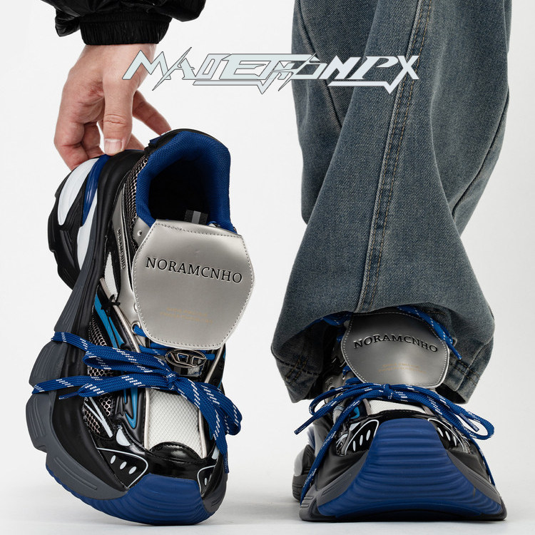 超火男鞋冬季新款小众高级感设计蓝色老爹鞋男士解构绑带休闲鞋潮,流行男鞋,老爹鞋,淘宝优惠券,粉丝福利购,淘宝优惠卷