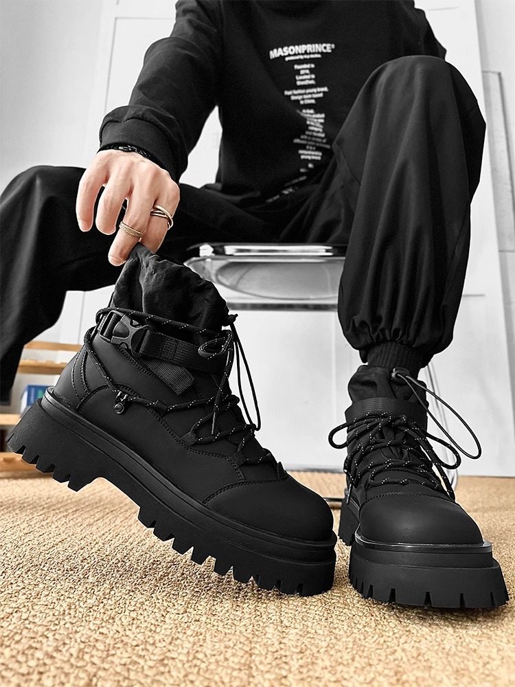 马丁靴高帮加绒男女款厚底真皮户外旅游工装靴中帮情侣登山鞋短靴,流行男鞋,马丁靴,淘宝优惠券,粉丝福利购,淘宝优惠卷