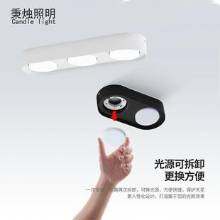 筒灯超薄led方形双头三头斗胆灯吸顶防眩家用客厅无主灯 极简明装