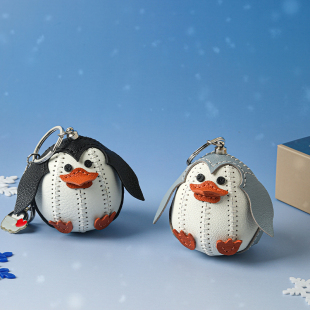 裁鱼手工皮具diy材料包卡通可爱小企鹅钥匙扣包挂件自制真皮挂饰