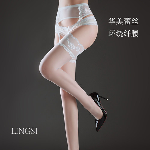 5D复古花边蕾丝一体式吊带丝袜
