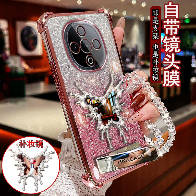 适用vivo y300手机壳C透明i四角GT防撞pro气囊pro+防摔t镜头膜全包边保护套女款带魔镜支架镜子新品奢华网红
