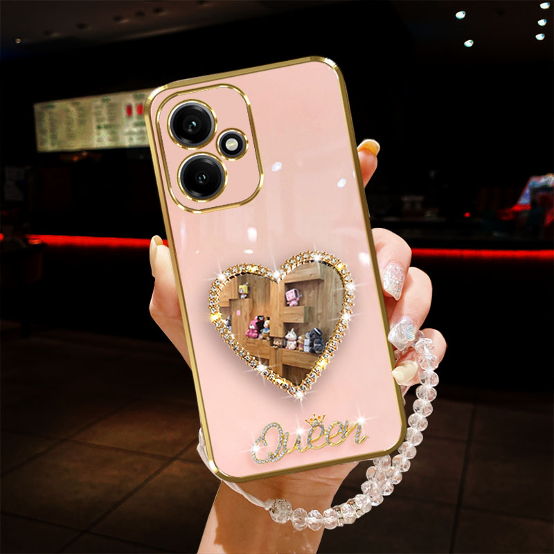 适用荣耀400手机壳爱心镜子