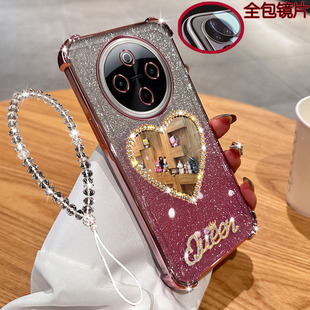 适用vivo y300手机壳5G一体镜头pro全包V2410A镶钻vivoy300爱心镜子V2435A气囊防摔保护套女款透明软胶时尚新