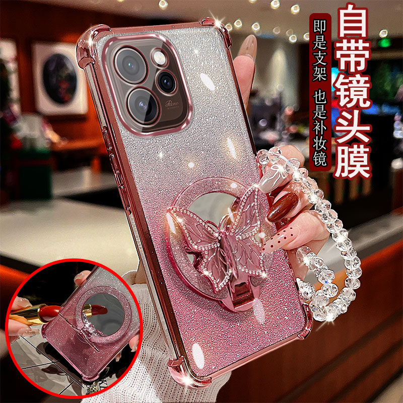 适用OPPO Reno15手机壳pro透明PCAM10四角PCAT10气囊防摔镶钻蝴蝶支架镜头全包边保护套女款新镜子软硅胶网红