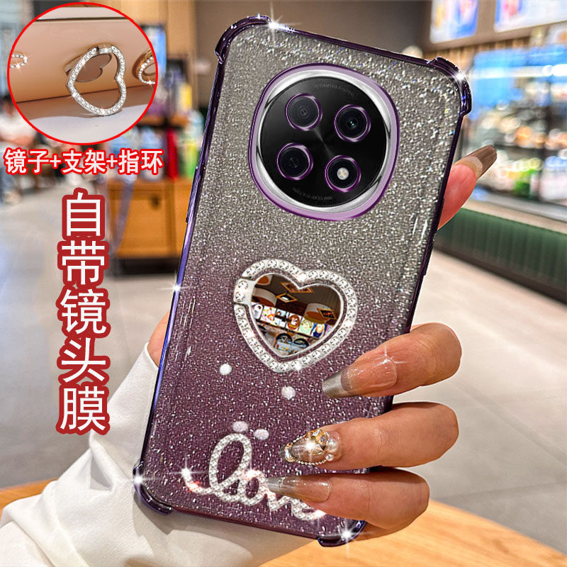 适用OPPO A5pro手机壳5G镶钻LOVE字母oppoa5pro镜子指环PKP110旋转支架保护套防摔软胶镜头全包边女款