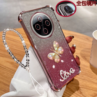 适用vivo y300手机壳5G气囊透明pro镶钻vivoy300蝴蝶V2435A带镜头膜全包V2410A电镀女款软硅胶防摔保护套新品