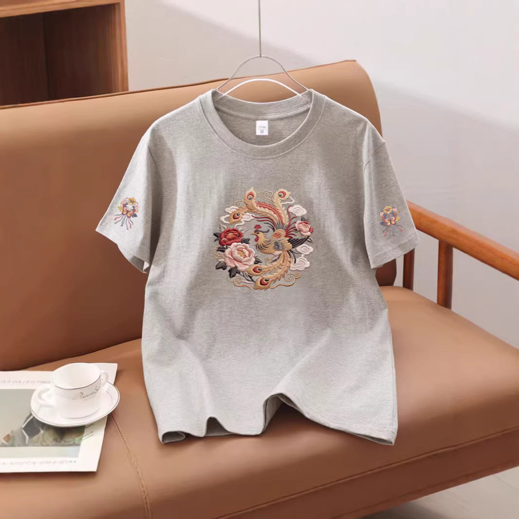 2026夏季新款纯棉短袖T恤男女同款设计感正肩半袖打底上衣体恤批