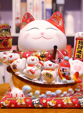 极速招财猫开业送礼陶瓷摇手摆件公司店铺收银台S家居玄关装饰品