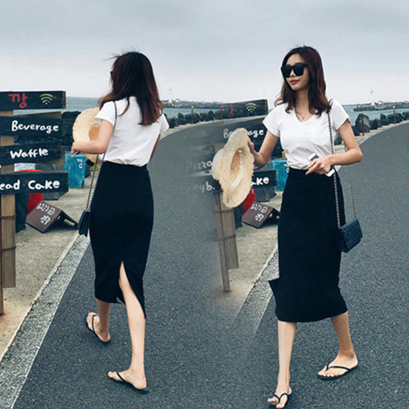 黑色后开叉半身裙女加厚西装裙子秋冬2025高腰显瘦一步中长款包臀