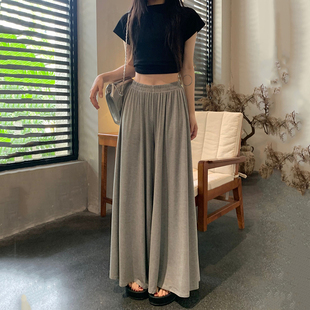 极简风甩甩裤 莫代尔深灰色冰丝垂感阔腿裤 女春夏高腰显瘦宽松长裤