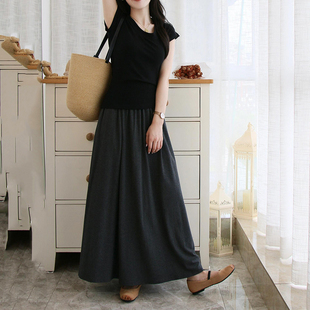 徐秋阳同款糯米裙2024秋季百搭宽松遮胯大摆裙简约休闲半身长裙子