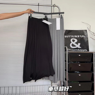 松弛感超宽松甩甩裤 黑色莫代尔垂感阔腿裤 女2026春夏高腰显瘦长裤