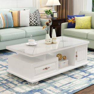 简易小茶几圆角家用茶台茶桌 茶几简约现代小户型客厅钢化玻璃欧式