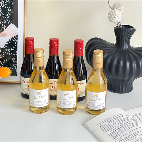 SHAREDNOTES小瓶红酒白葡萄酒赤霞珠雷司令187ML礼盒装半甜晚安酒