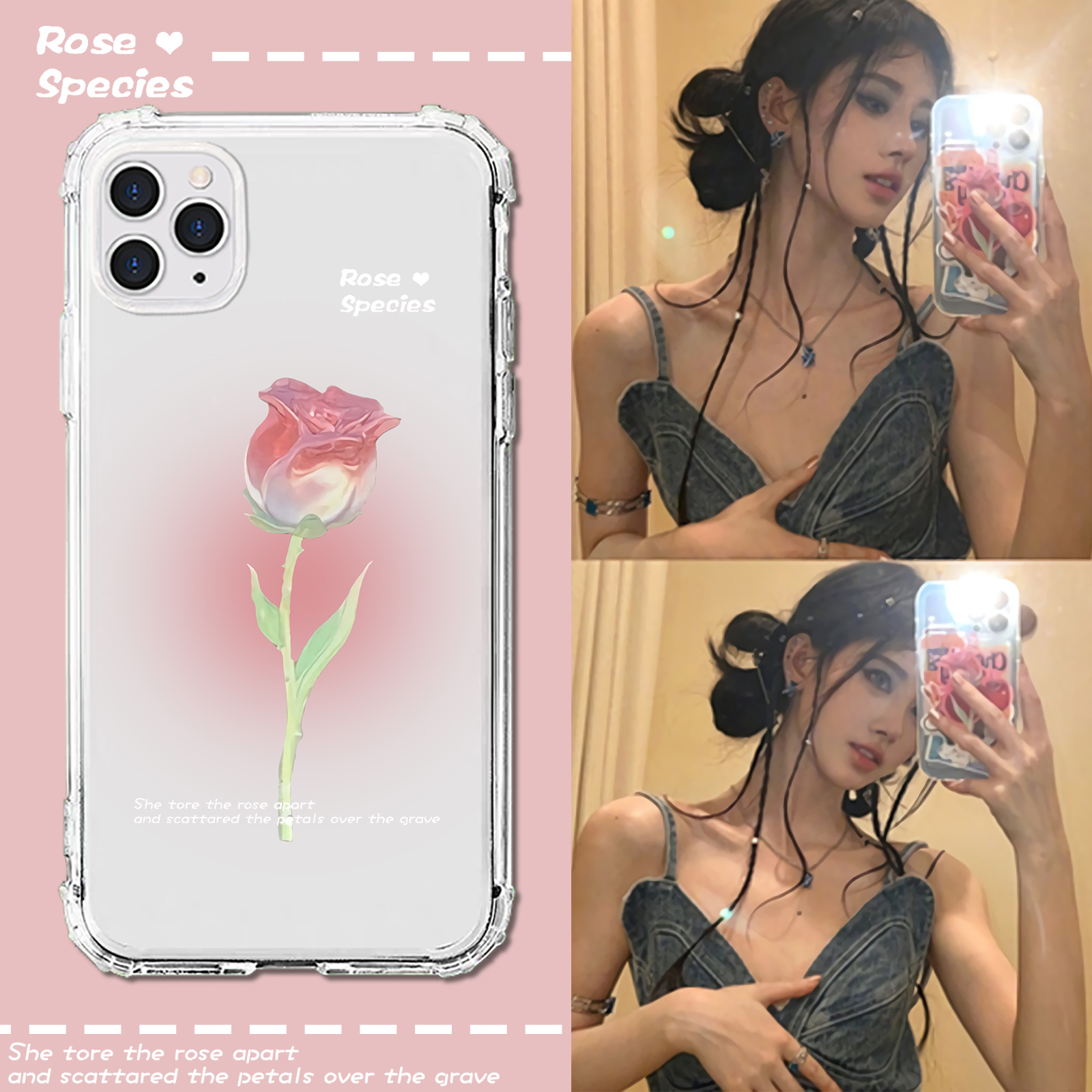 适用华为mate40pro鞠婧祎同款mate30渐变mate20玫瑰mate10女e/x/p40pro/P50/P30/P20/P10/pro/plus透明手机壳