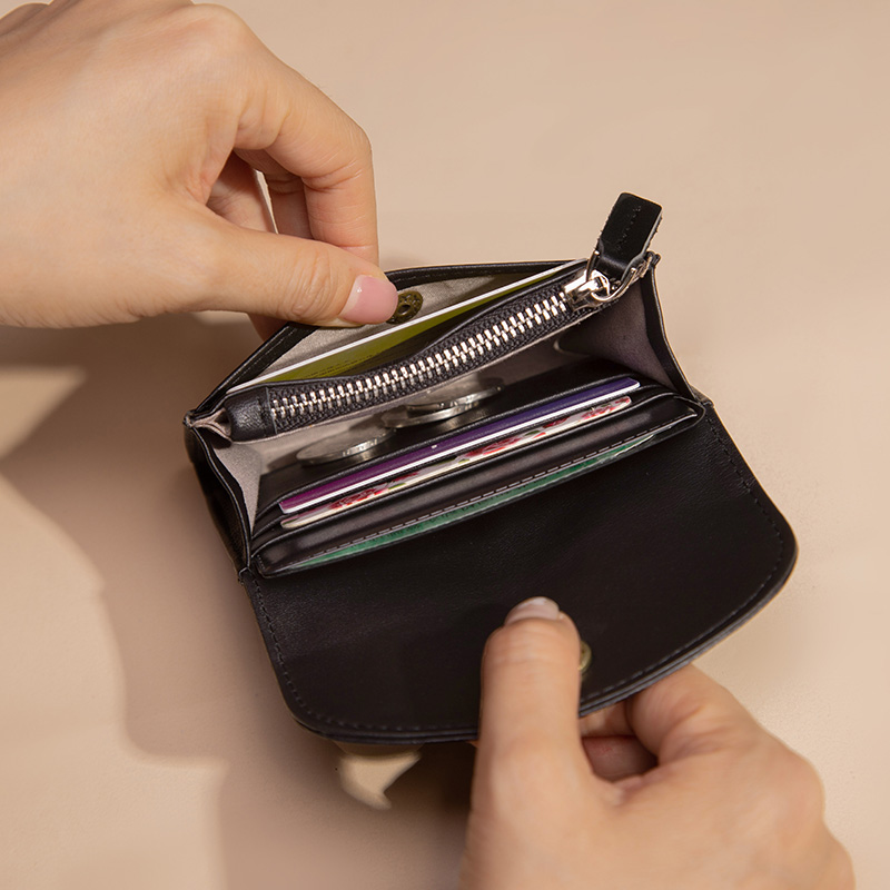 新款正品头层牛皮印花零钱包女士硬币包卡包驾驶证包多功能按扣包