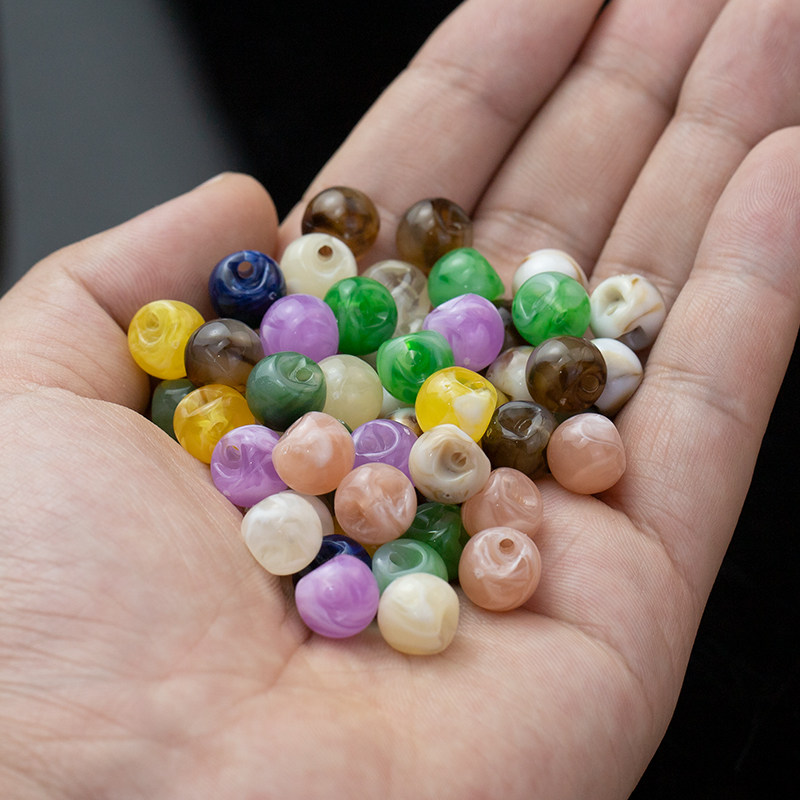 旗袍盘扣扣子新中式偏孔双色珠光扣仿玉石圆形纽扣汉服装饰扣辅料