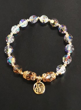 LINRUNG原创设计超闪*奥地利进口水晶手链女14k注金简约气质