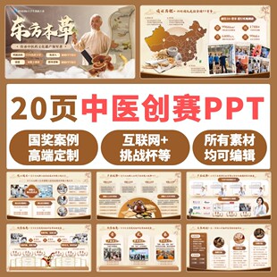 中医药中国风创业比赛答辩PPT 国金水准20页 适用互联网+挑战杯等