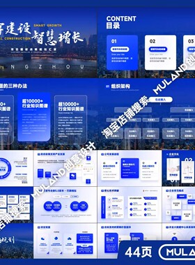 B41国企事业单位蓝色数字化转型正式建设发展计划高端汇报PPT模板