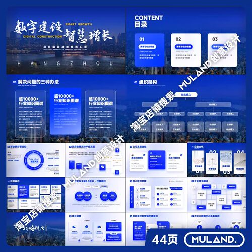 B41国企事业单位蓝色数字化转型正式建设发展计划高端汇报PPT模板