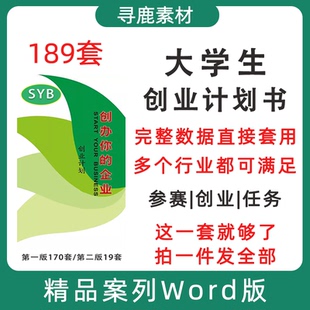 大学生syb创新创业计划书BP项目大赛word范文商业路演案列PPT模板