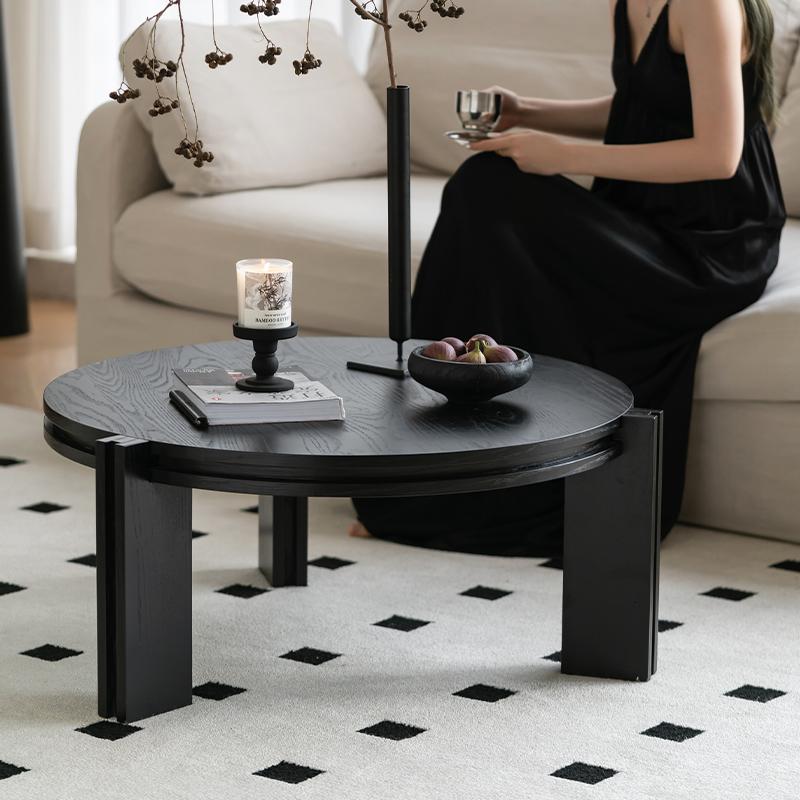 实木茶几客厅家用小户型圆形茶桌