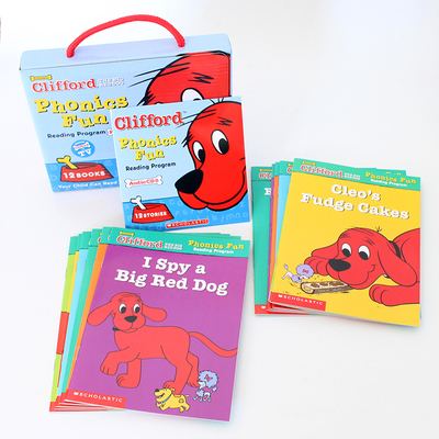 【清仓】大红狗 Phonics 趣味自然拼读故事入门启蒙童书3-8岁 Clifford the big red dog Phonics Fun Pack 5 （12书+1CD）
