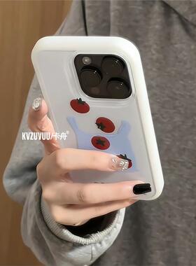 适用苹果16promax手机壳iphone15蓝色购物袋番茄14简约ins风13网红女款14pro新款15pro超火爆款16pro手机套