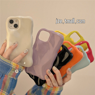 创意褶皱纯色马卡龙适用苹果14手机壳iPhone13ProMax新款 12防摔13pro女11硅胶14pro情侣小众高级感简约全包软