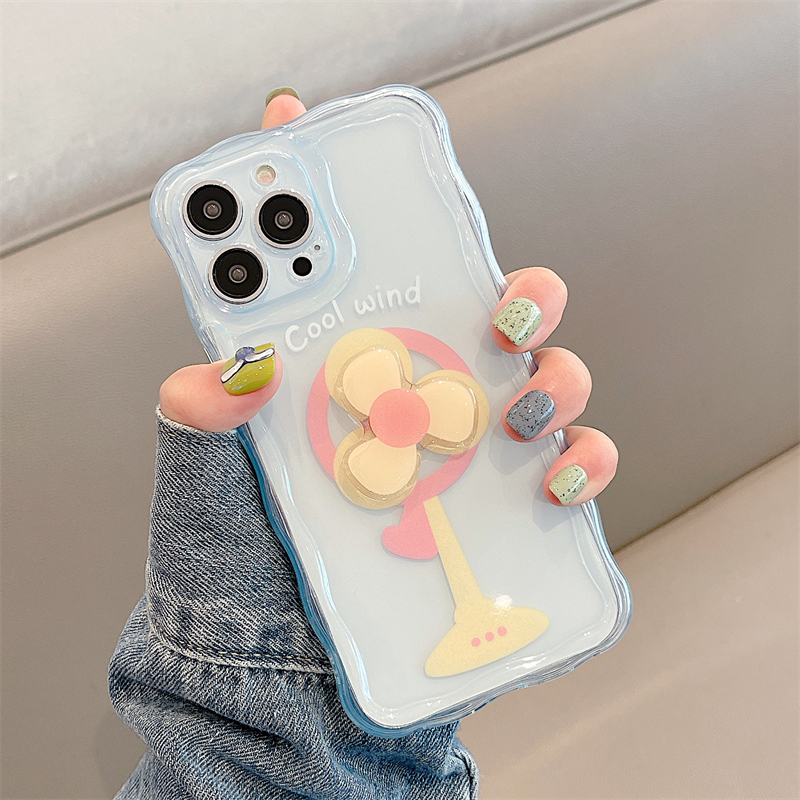 ins风立体夏日风扇适用苹果13手机壳iphone14promax新款11硅胶12pro女生全包防摔透明蓝色保护套属于什么档次？