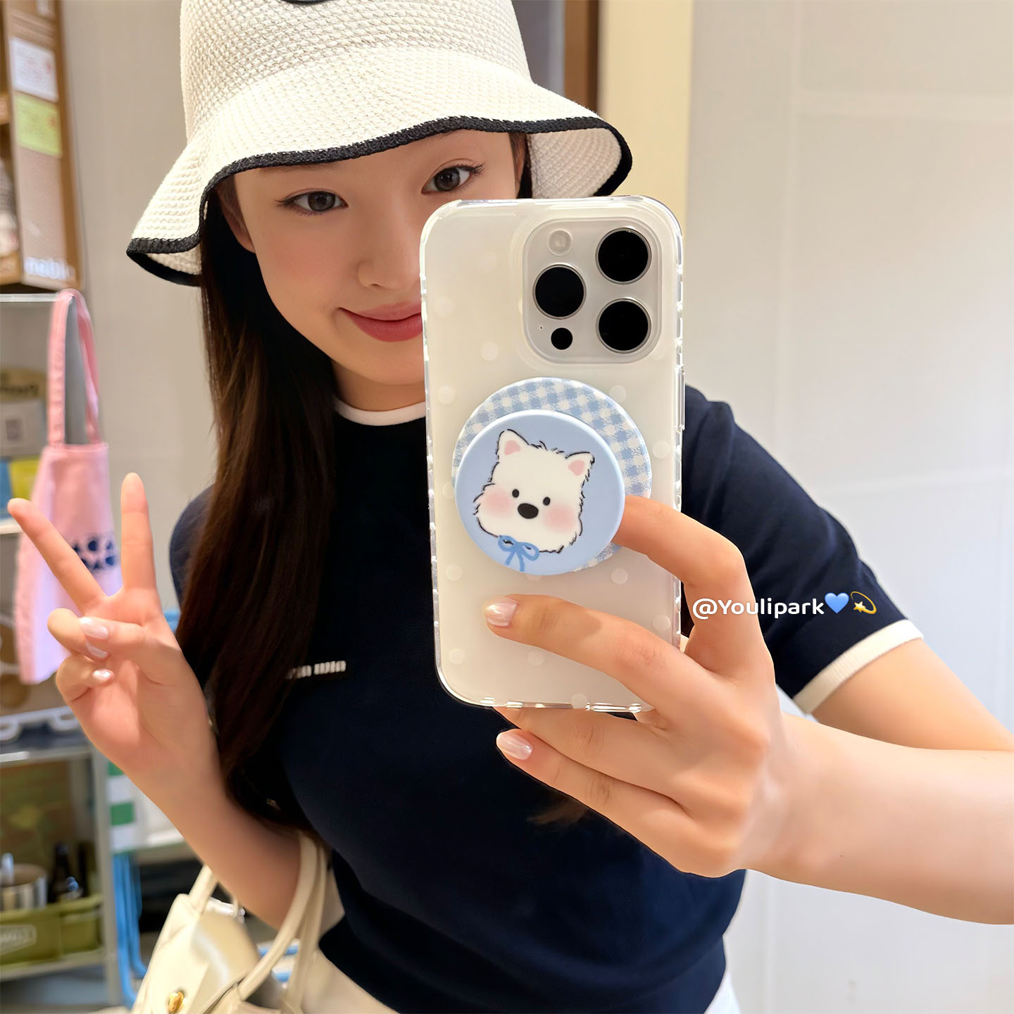 ins可爱少女波点西高地磁吸支架15适用16pro苹果16ProMax手机壳iPhone16全包14新款14Promax保护套13