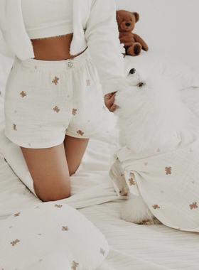 MOMMOM原创设计师亲子纱毯熊枕套装狗窝猫咪睡垫子mommomhage