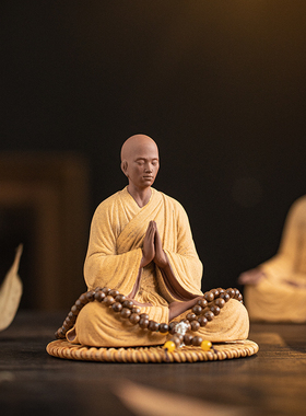 中式紫砂小工艺品人物摆件居国潮风客厅茶室博古架装饰