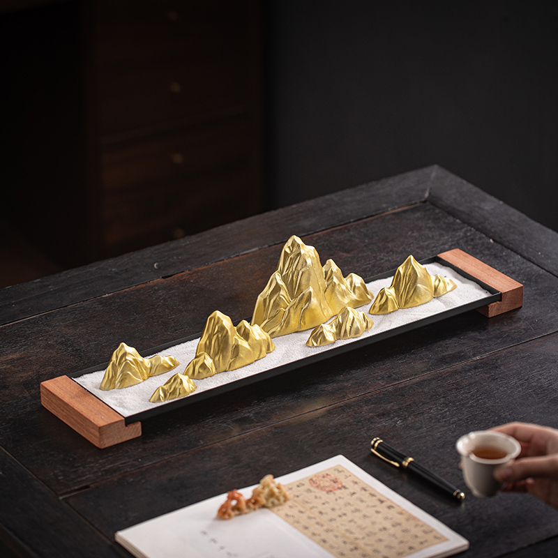 中式禅意茶室桌面装饰陶瓷假山摆件家居玄关电视柜枯山水沙盘造景