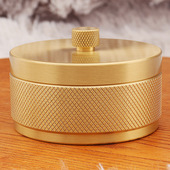 黄铜车载烟灰缸网纹格装 饰团购送礼端家居桌面金属摆件带盖烟缸