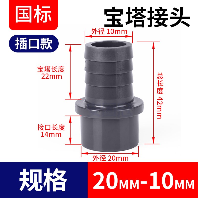 UPVC宝塔头接头软管直接快接插口PVC管K外丝快速转换变径直通配件