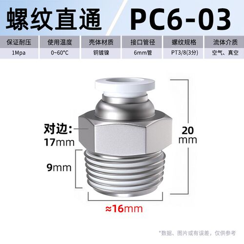 气管快速接头气动快插螺纹直通PC弯头PL节流阀SL气缸配件大全8-02