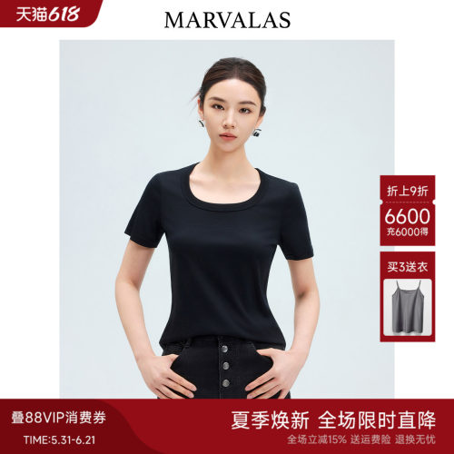 正肩显瘦上衣经典圆领短袖