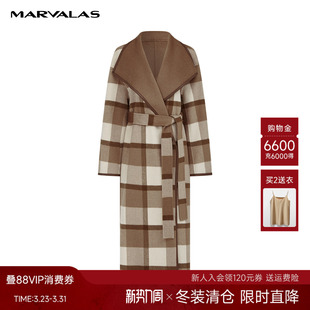 曼德诗翻领毛呢外套女2025秋季 全羊毛双面呢大衣 新款